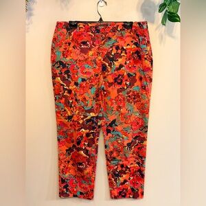 MELANIE LYNE Vibrant Floral Print Ankle Pants